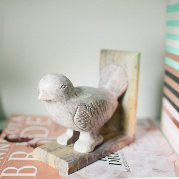 Matching Soapstone Bird Bookend Hand Carved Warm Purple - Picture 4 of 7